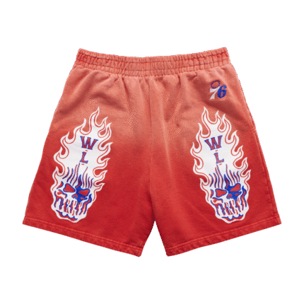 Warren Lotas Philadelphia 76ers Flaming Skull Shorts