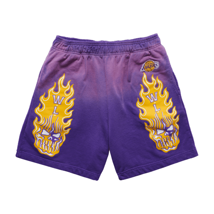 Warren Lotas Los Angeles Lakers Flaming Skull Shorts